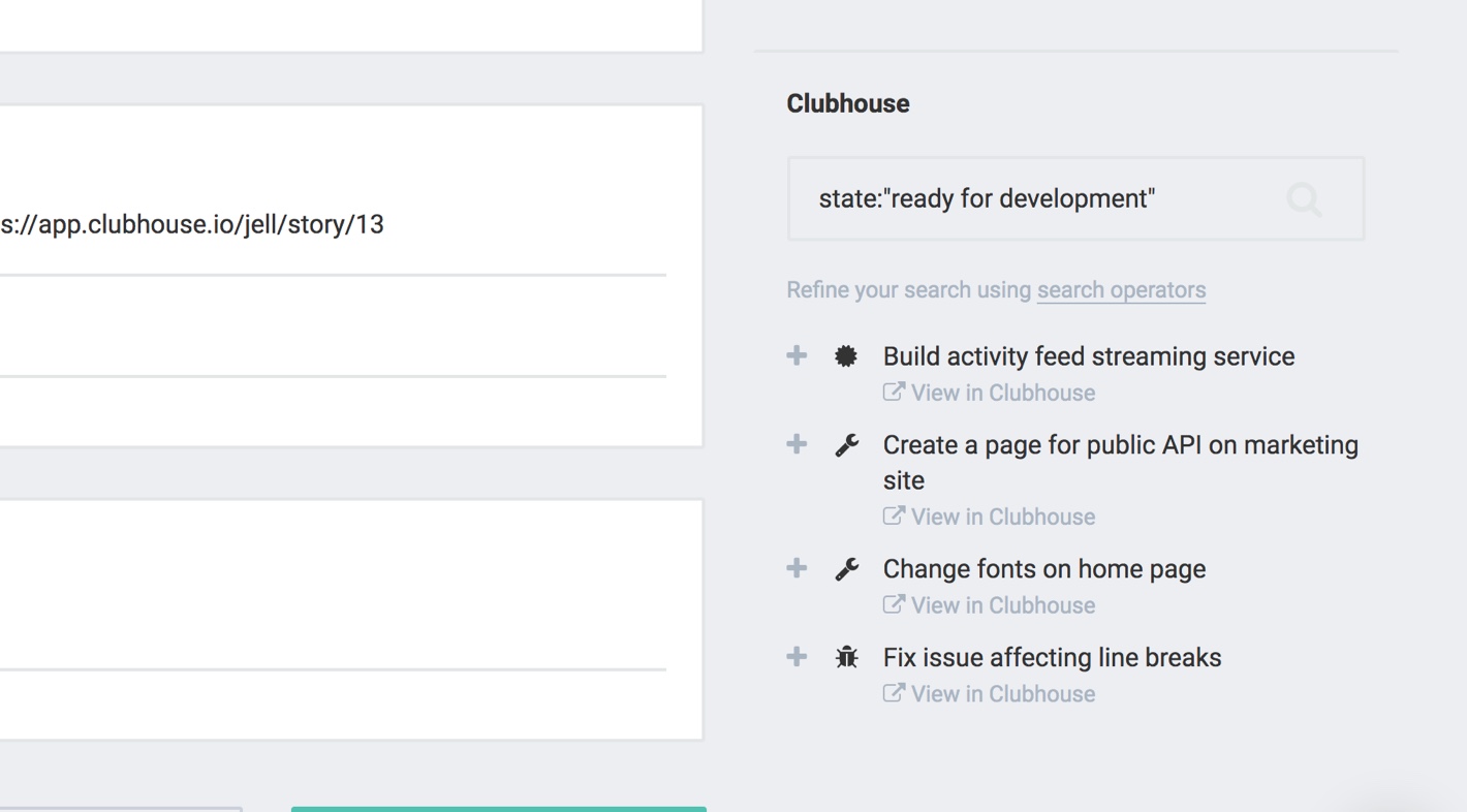 screenshot of a Clubhouse posting options in Jell