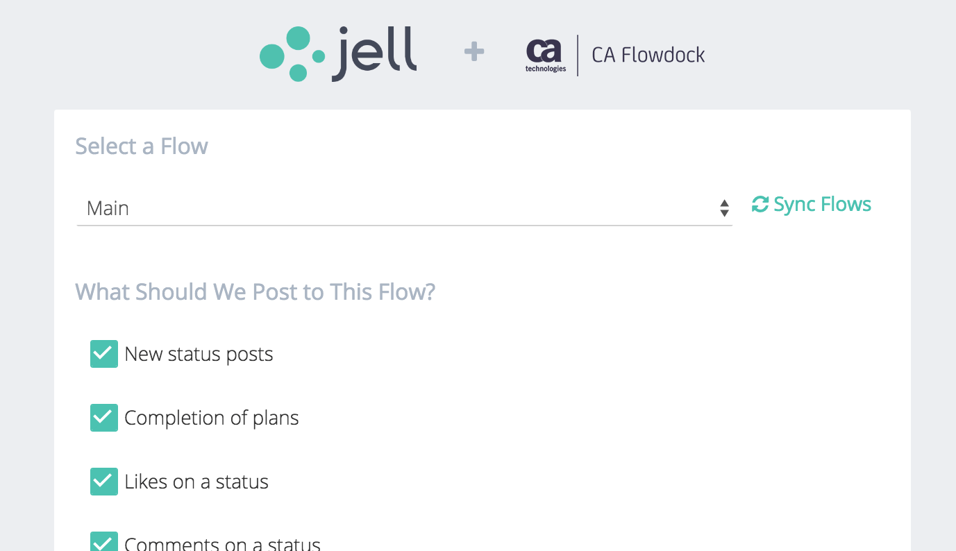 screenshot of a Flowdock posting options in Jell