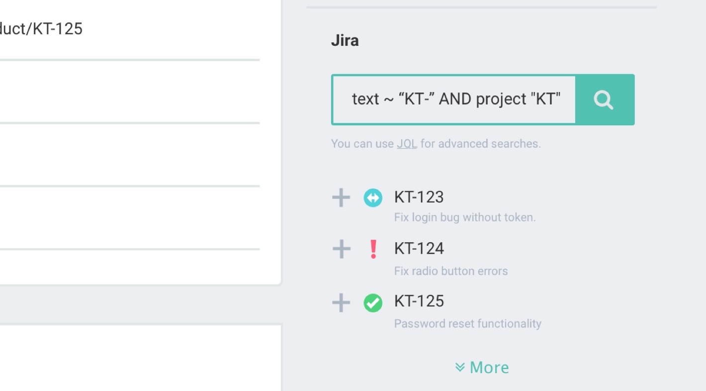 screenshot of a Jira and Jell integration