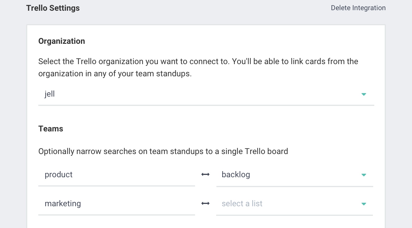 screenshot of a Trello posting options in Jell