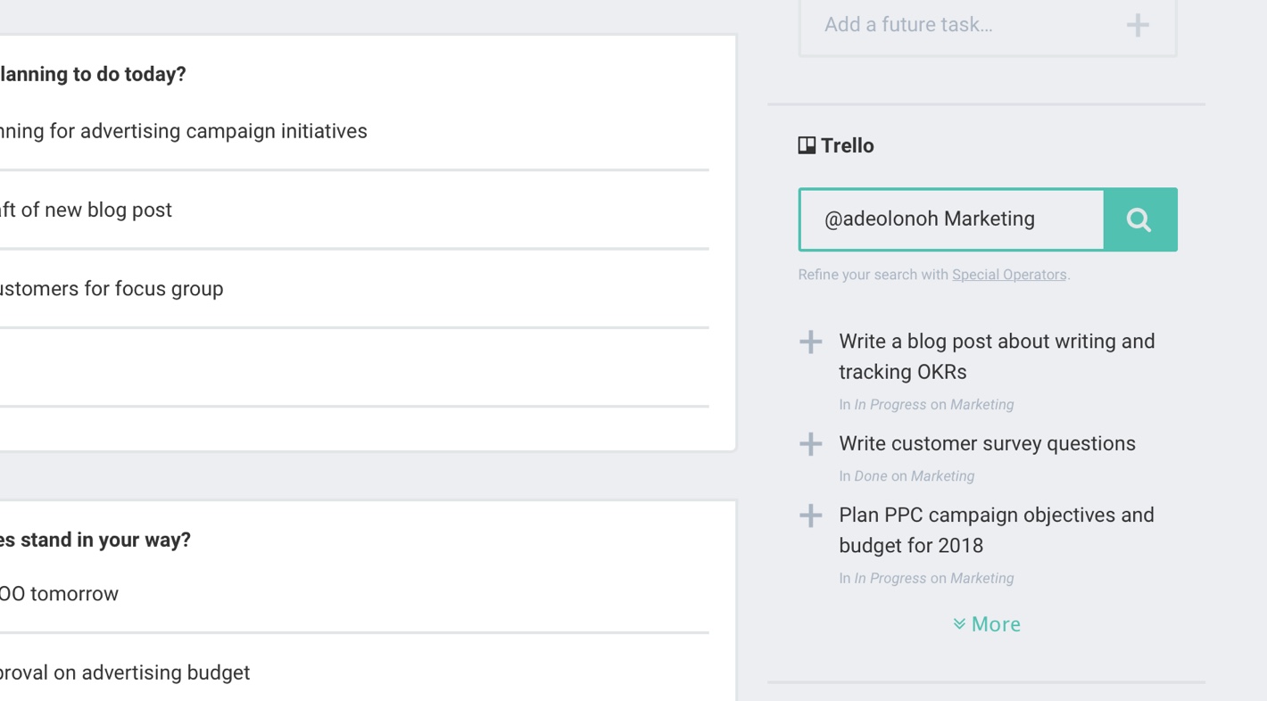 screenshot of a Trello posting options in Jell